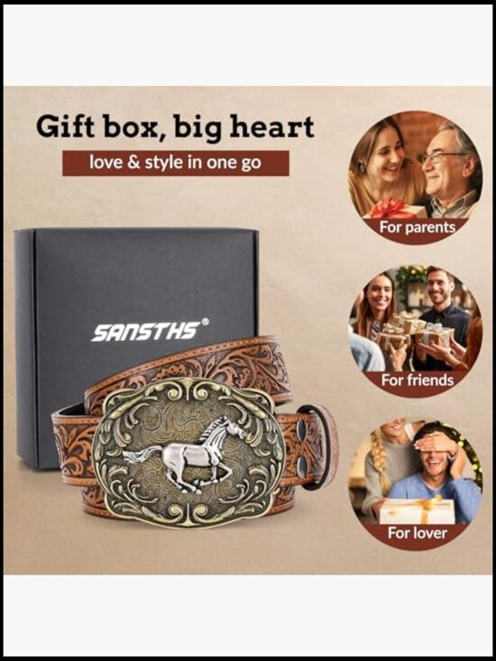 Western Cowboy Belt Leather Classic Bull Head Buckle Adjustable Snap Button main image 6